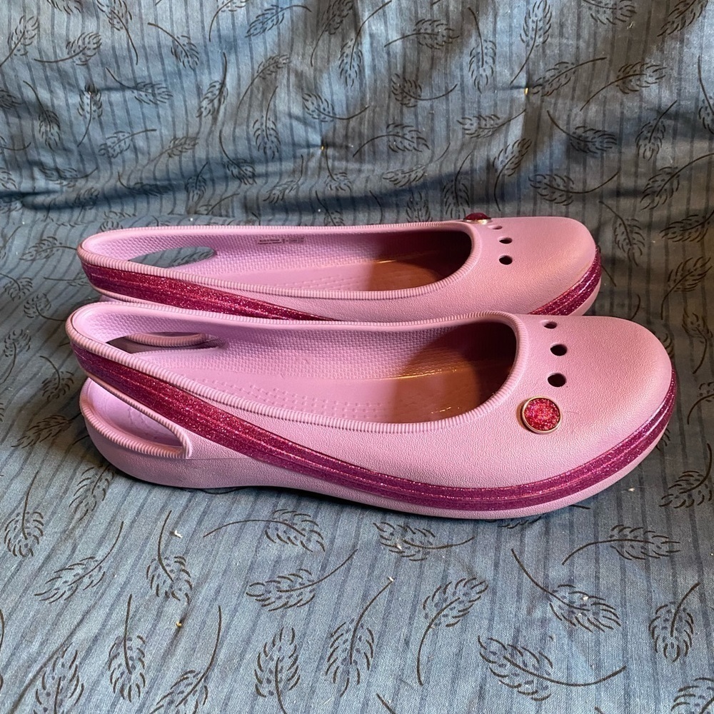 Crocs genna 2 glitter band slingback with fixed gem jibbitz junior 6 womens 7